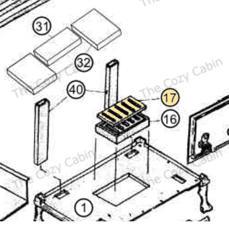Illustrated view of Parts List w/ Ash Grate 2610-018 highlighted | Woodchimney.com