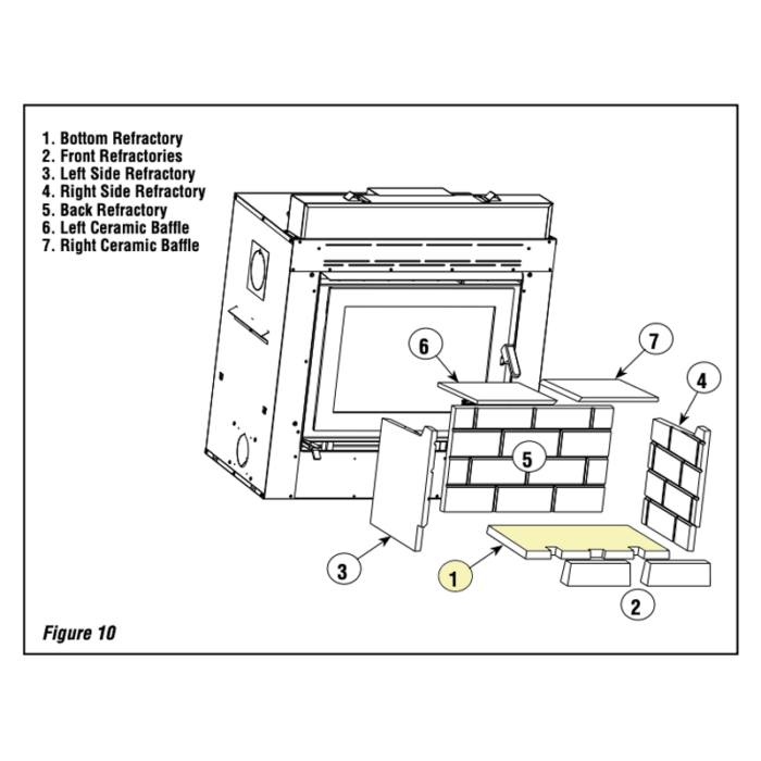 BIS Nova / Ladera Replacement Firebrick - Bottom Refractory (PR-SR2825) | woodchimney.com