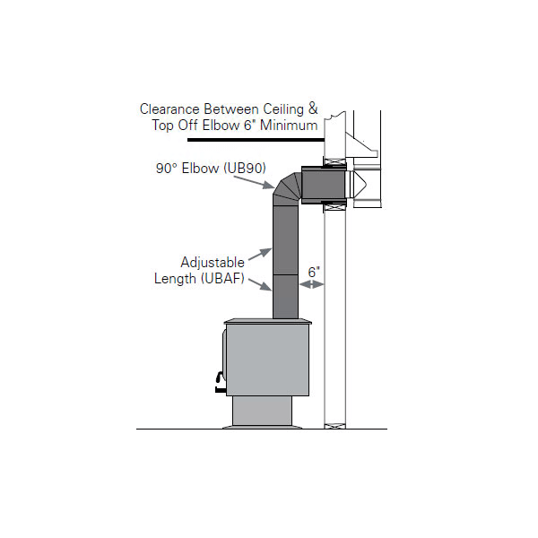 Illustration of an "Up and Out" Install | Woodchimney.com