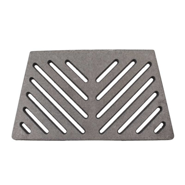 This grate sits at the bottom of the firebox and it allows ashes to fall through to the ash system. This grate measures 6-3/4" to 13-1/2" x 9-5/8".