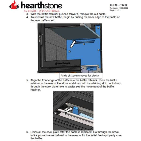 Hearthstone Replacement Baffle Kit - Lincoln 8060 (90-76600) | Woodchimney.com